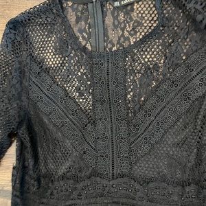 Stunning Black Zara Basic Lace Dress Medium